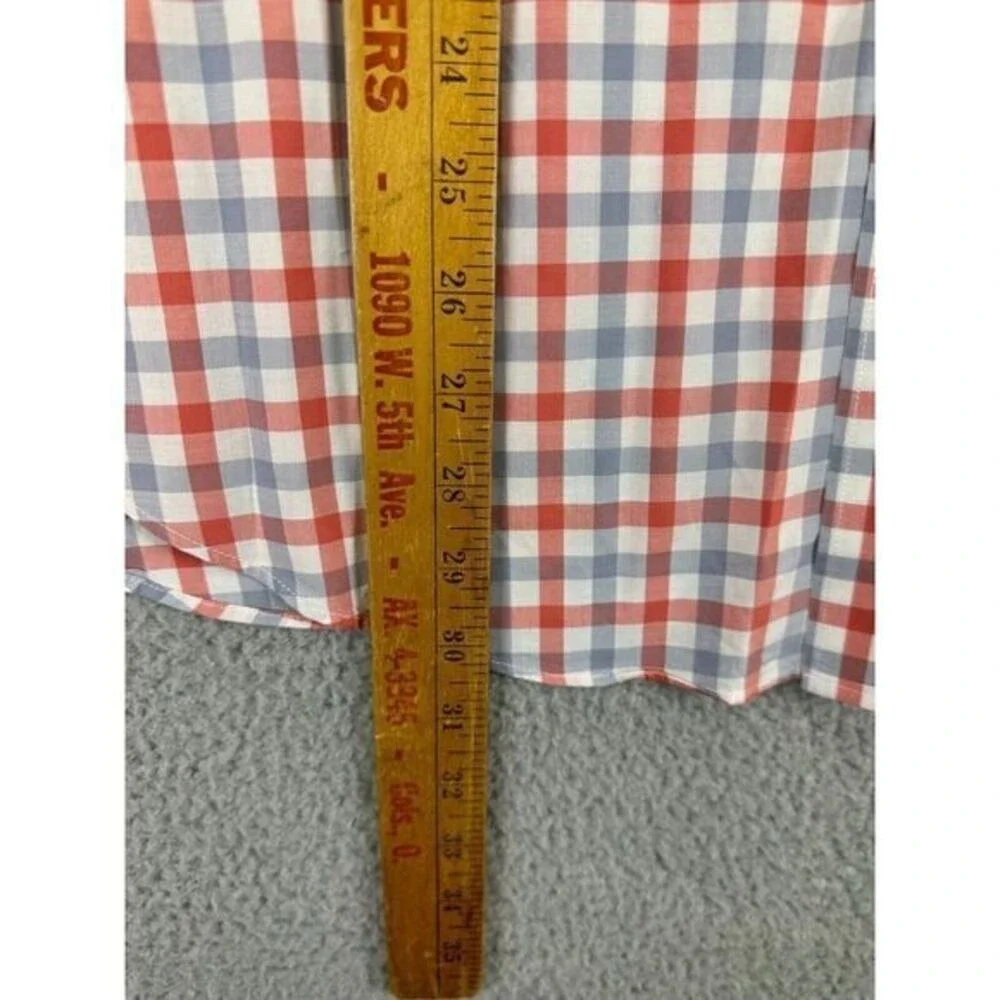 J Crew Button Down Shirt Adult Large Red Blue Plaid Lightweight Long Sleeve Mens